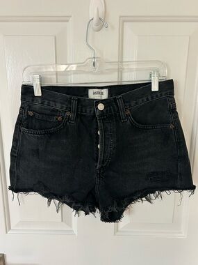 Agolde Parker Vintage Cut Off Denim Shorts Black